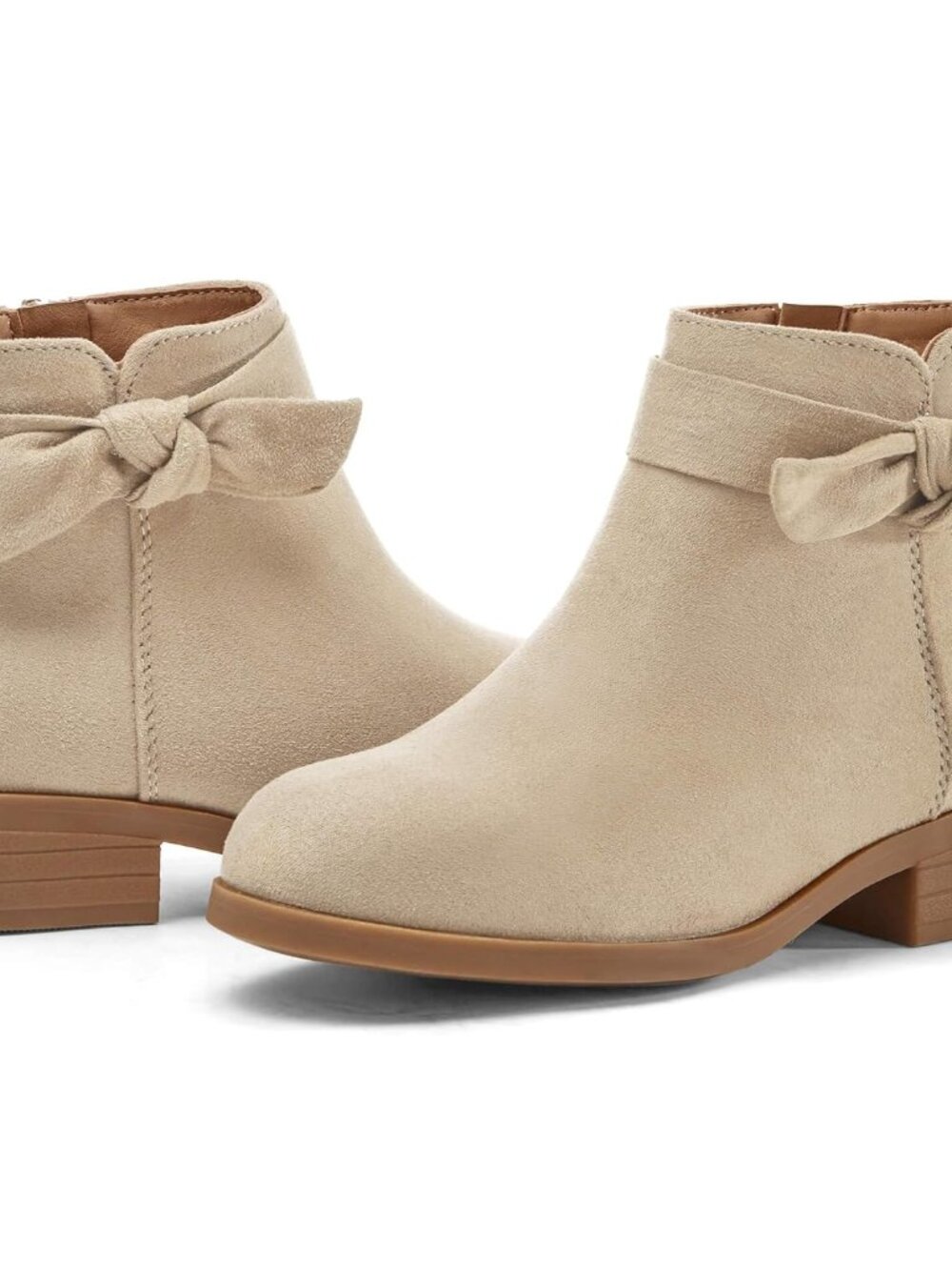 Girls Toddler Bow knot Ankle Boots Low Chunky Heel Side Zipper Cute Dress Bootie
